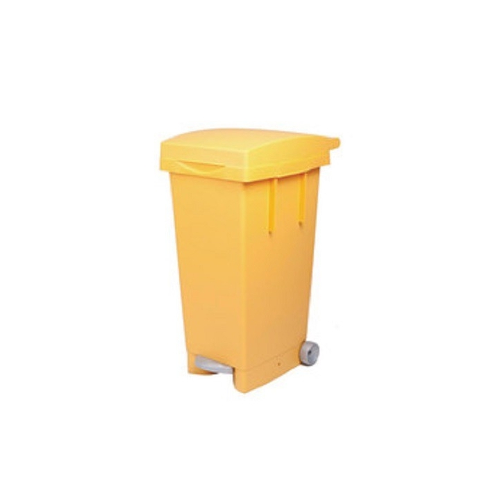 BIDONE 80LT C/PED C/RUO GIALLO